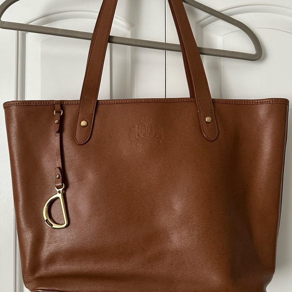 Brown Leather Lauren by Ralph Lauren Tote Bag